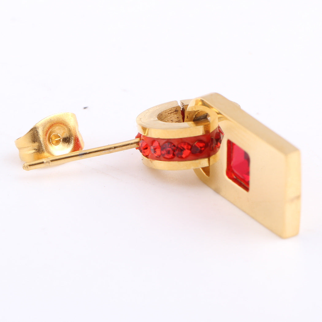 Damen elegante Ohrstecker mit funkelnden roten Steinen Shop Nory