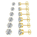 Ohrringe mit Zirkonia Steinen im 6-er Set in Edelstahl - 18k vergoldet | Shop Nory