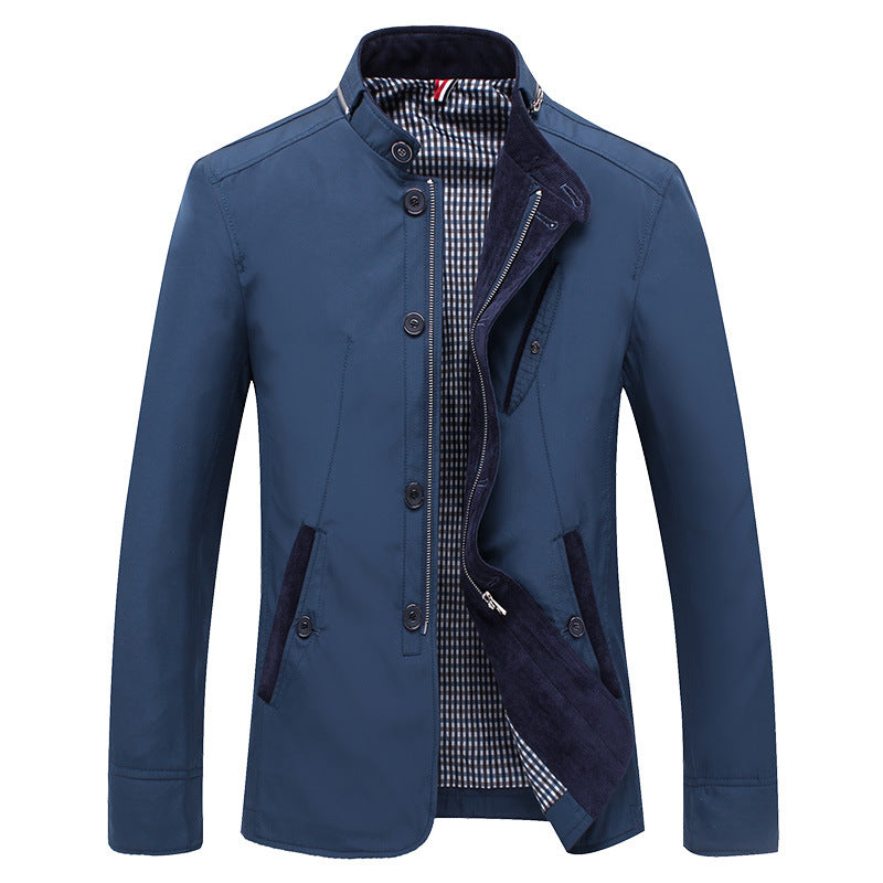 Herren Leichte taillierte Übergangsjacke mit Stehkragen und Zwei-Wege-Verschluss Shop Nory