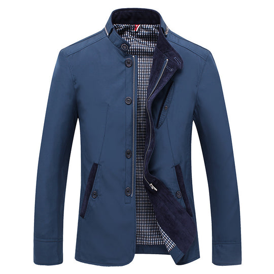 Herren Leichte taillierte Übergangsjacke mit Stehkragen und Zwei-Wege-Verschluss Shop Nory