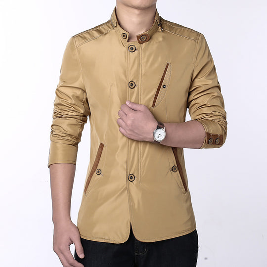 Herren Leichte taillierte Übergangsjacke mit Stehkragen und Zwei-Wege-Verschluss Shop Nory