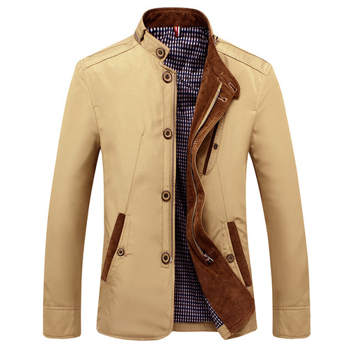 Herren Leichte taillierte Übergangsjacke mit Stehkragen und Zwei-Wege-Verschluss Shop Nory