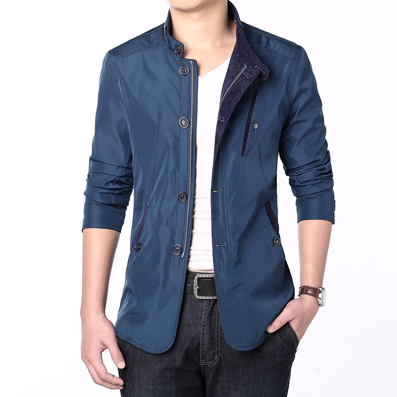 Herren Leichte taillierte Übergangsjacke mit Stehkragen und Zwei-Wege-Verschluss Shop Nory