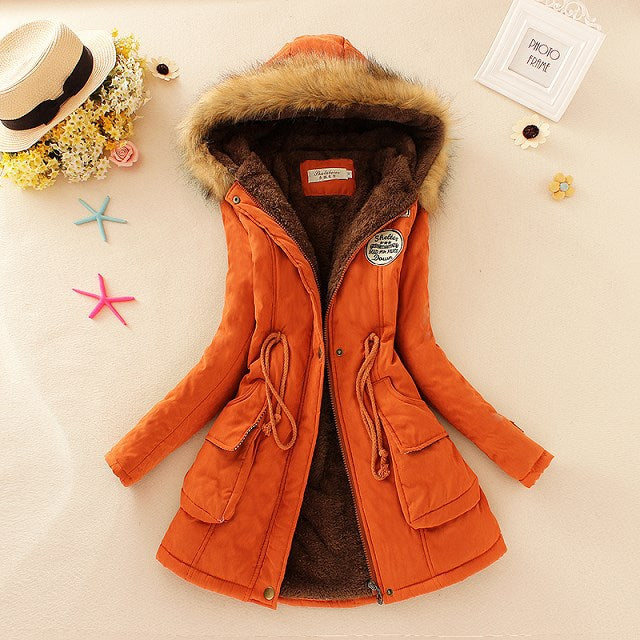 Damen Winterparka mit kuscheligem Teddyfutter, tailliertem Kordelzug und abnehmbarer Kapuze Shop Nory