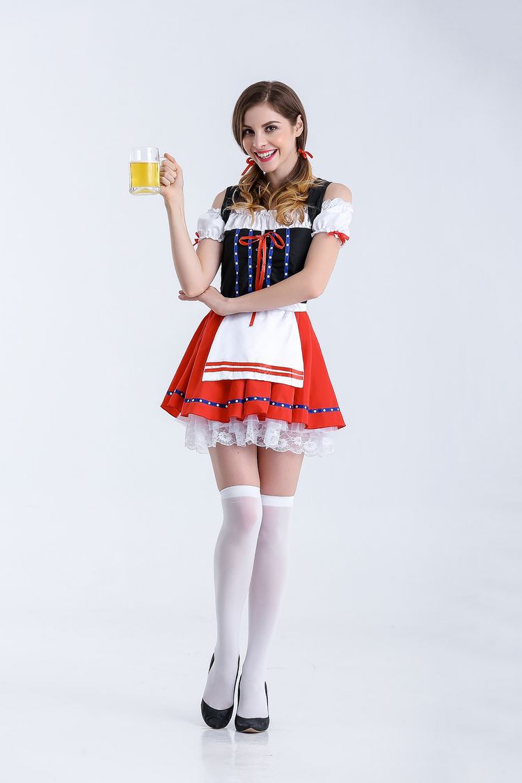 Damen nan authentisches Oktoberfest Madl Kostüm mit Schnürcorsage weiten Trompetenärmeln Shop Nory