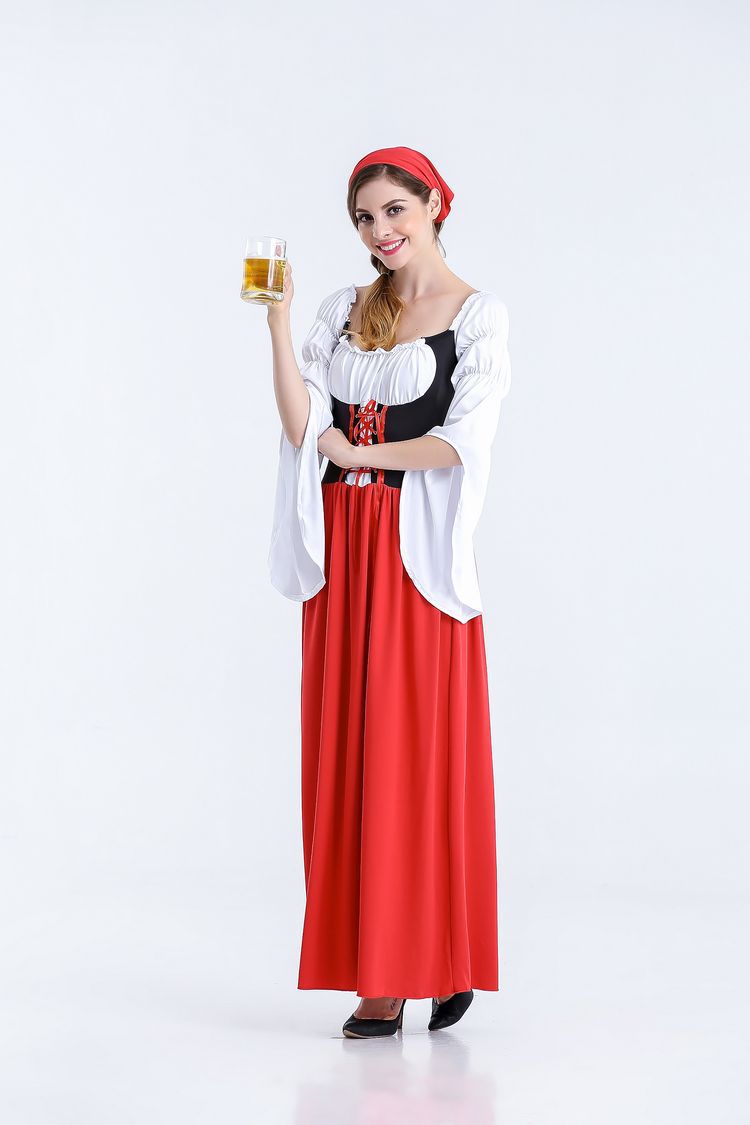 Damen nan authentisches Oktoberfest Madl Kostüm mit Schnürcorsage weiten Trompetenärmeln Shop Nory