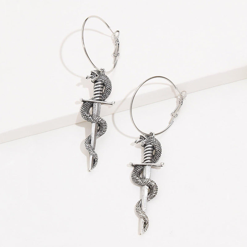 Schwertschlangenohringe | Mittelalterliche Ohrringe | Schlangenohrringe | Mittleres Jahrhundert Ohrringe | Cosplay Ohrringe | Punk Ohrringe | Komische Ohrringe | Shop Nory