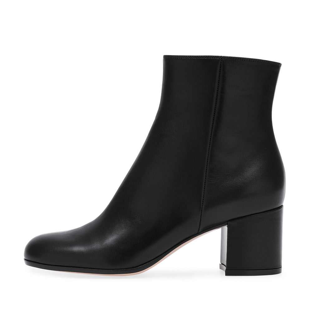 ShopNory | Damen Chunky Heel Rund-Toe Mittel-Hügel Stiefel