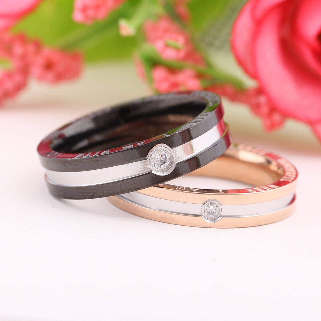 Damen Ring mit graviertem Spruch und Kristallelement Shop Nory
