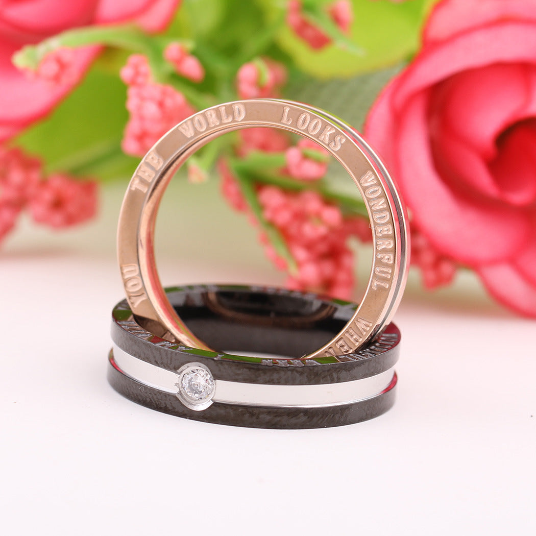 Damen Ring mit graviertem Spruch und Kristallelement Shop Nory