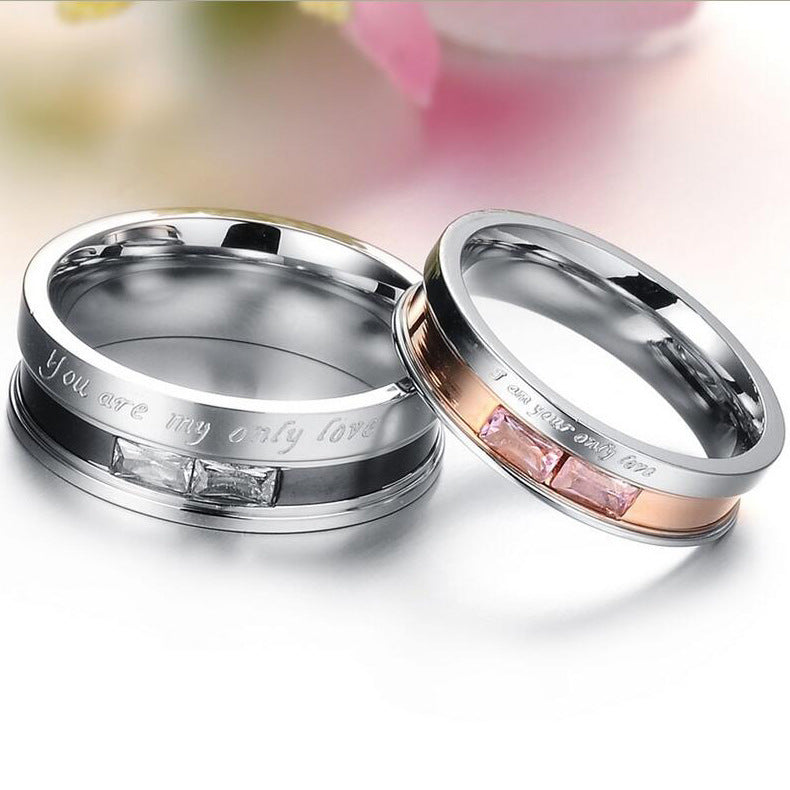 Damen Eleganter Ring mit rosa Zirkonia und Gravur Shop Nory