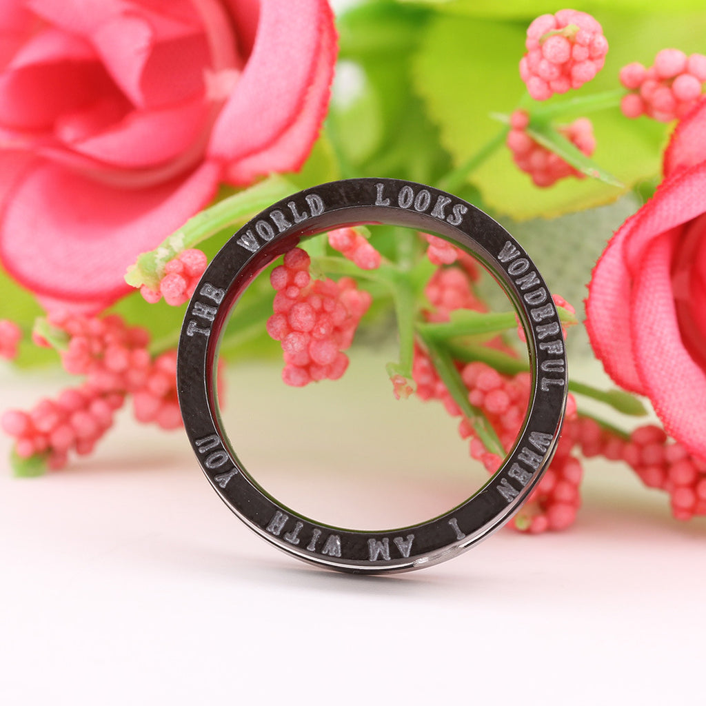 Damen Ring mit graviertem Spruch und Kristallelement Shop Nory