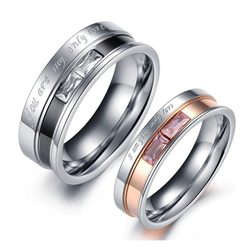 Damen Eleganter Ring mit rosa Zirkonia und Gravur Shop Nory