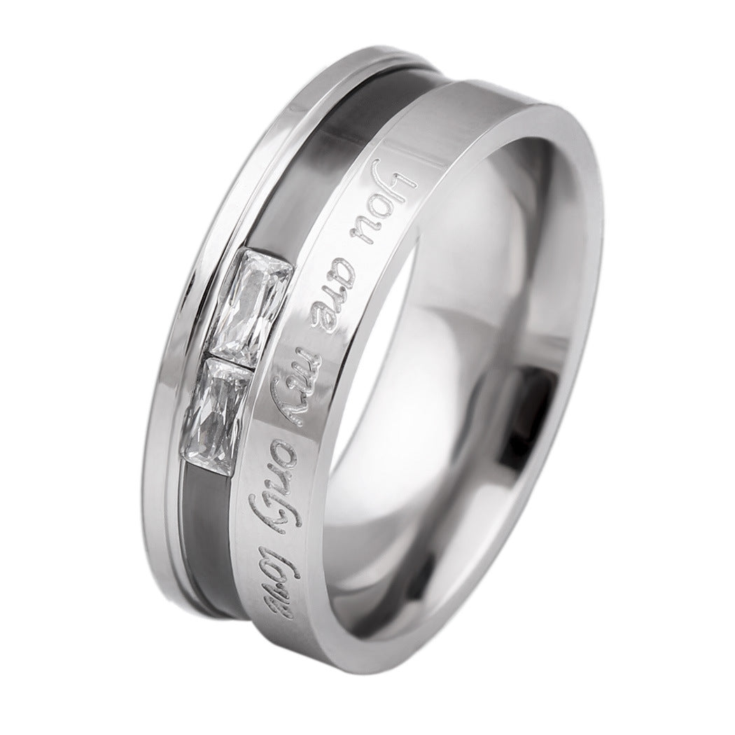 Damen Eleganter Ring mit rosa Zirkonia und Gravur Shop Nory