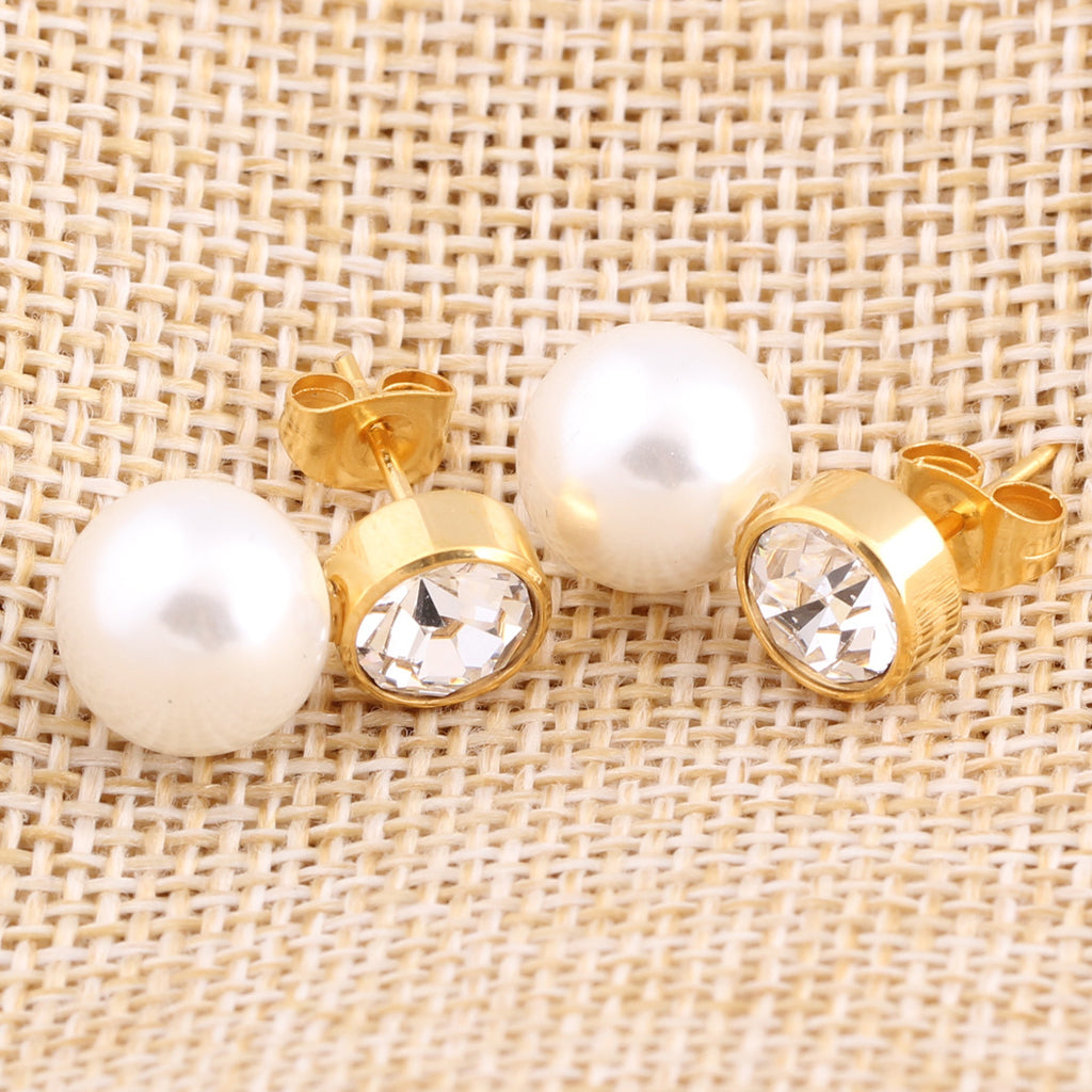Damen Ohrstecker mit Zirkonia und Perle Shop Nory