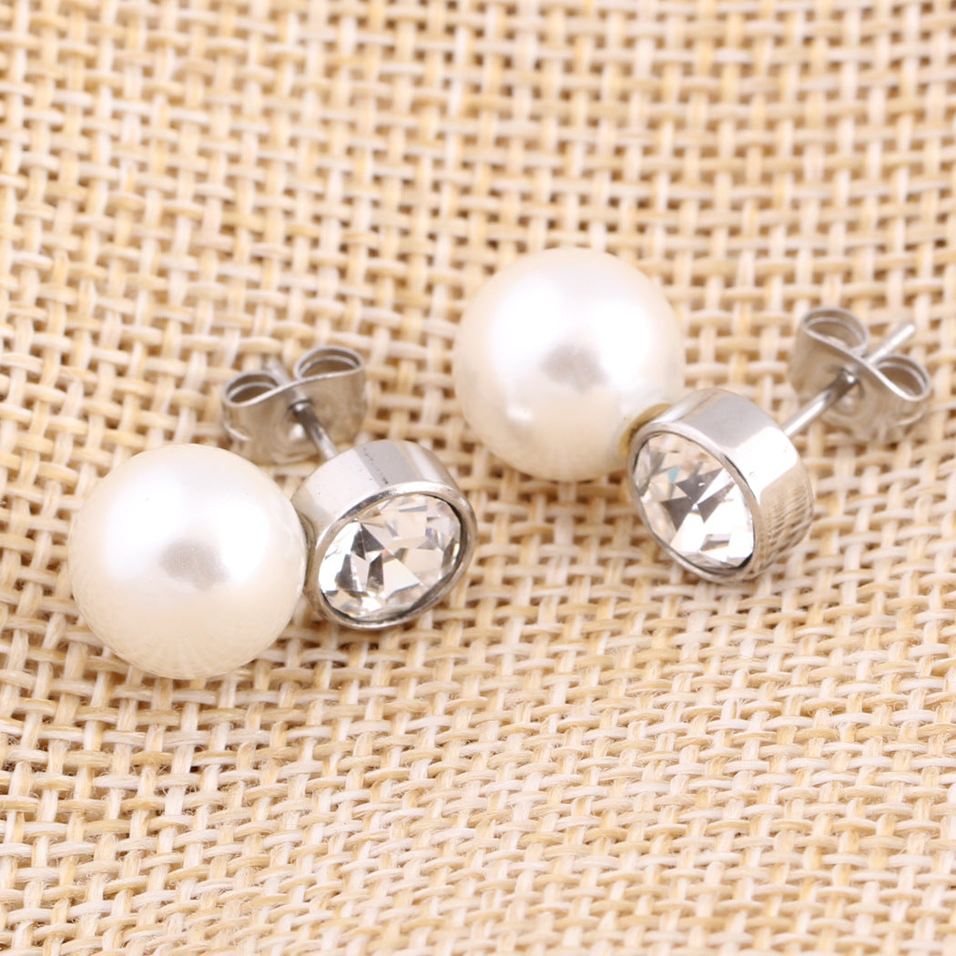 Damen Ohrstecker mit Zirkonia und Perle Shop Nory