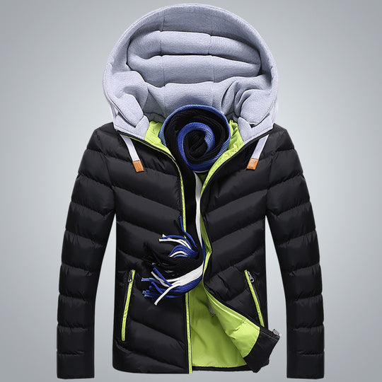 Herren Leichte gesteppte Kapuzenjacke mit Kontrast-Innenfutter und Thermoisolierung Shop Nory