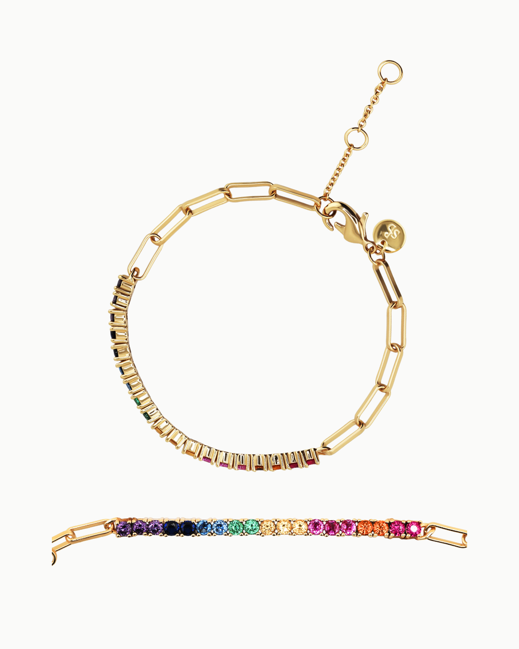 Luxe Tyra Regenbogen Kristall Gold Kettenarmband | Shop Nory