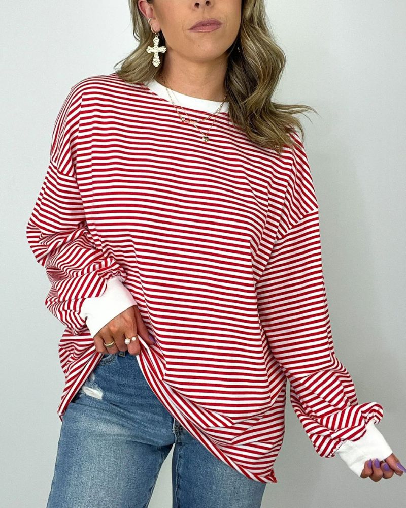 Gestreifter Übergroßer Pullover