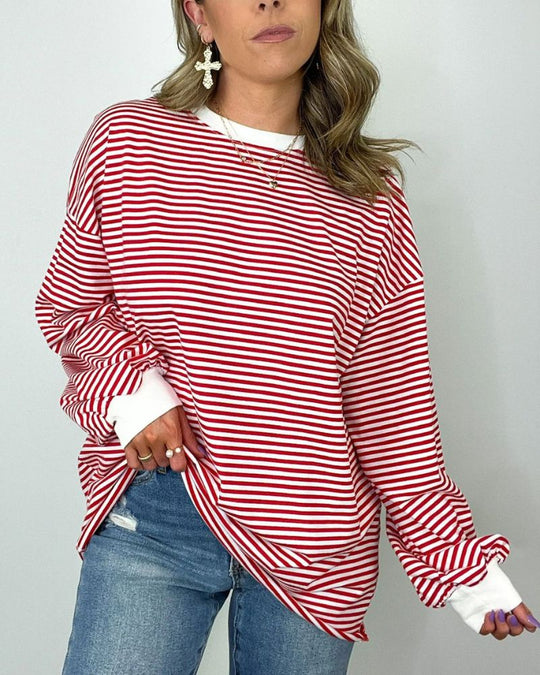 Gestreifter Übergroßer Pullover