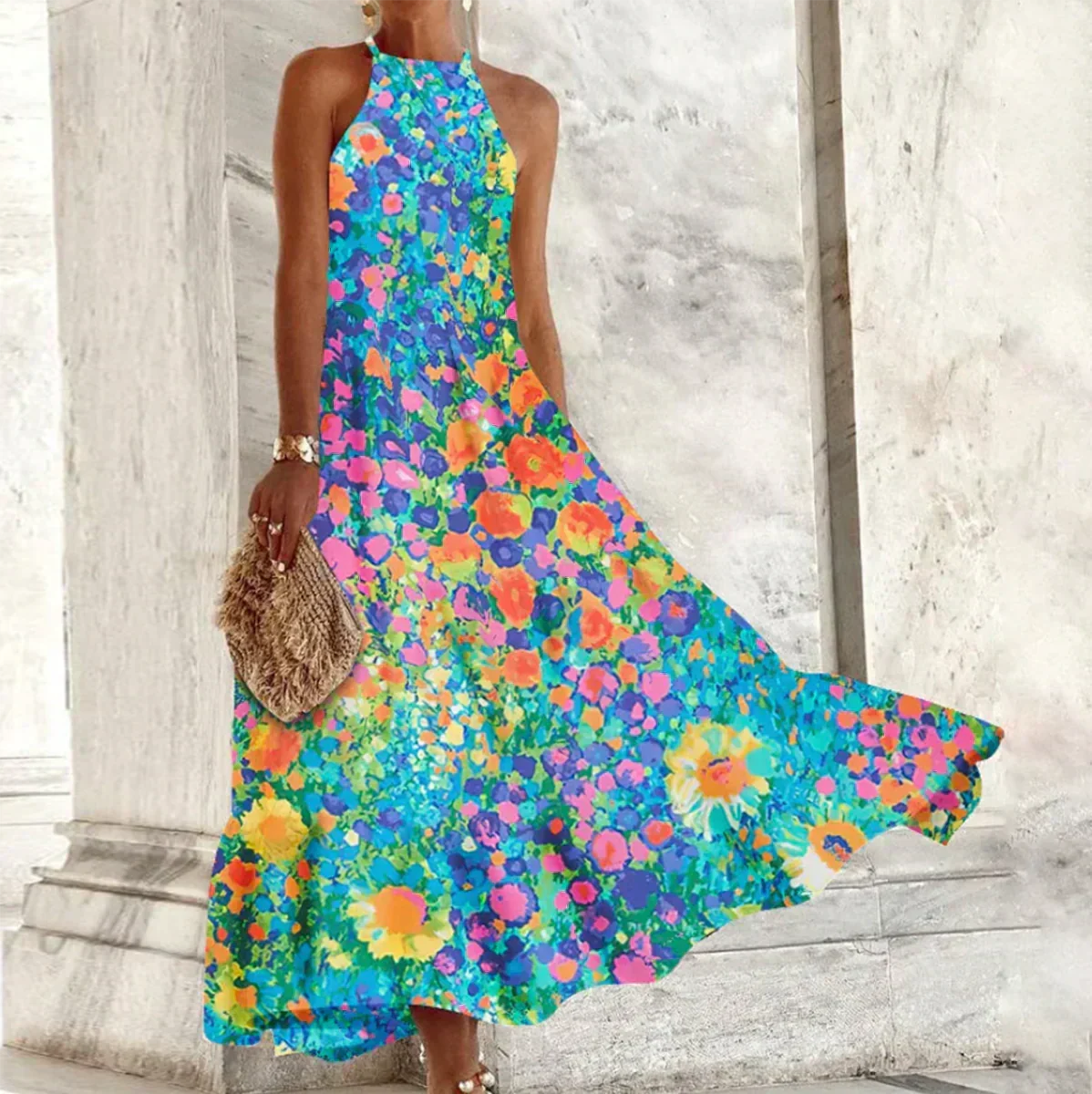 Shopnory | Ärmelloses Maxikleid mit Halter