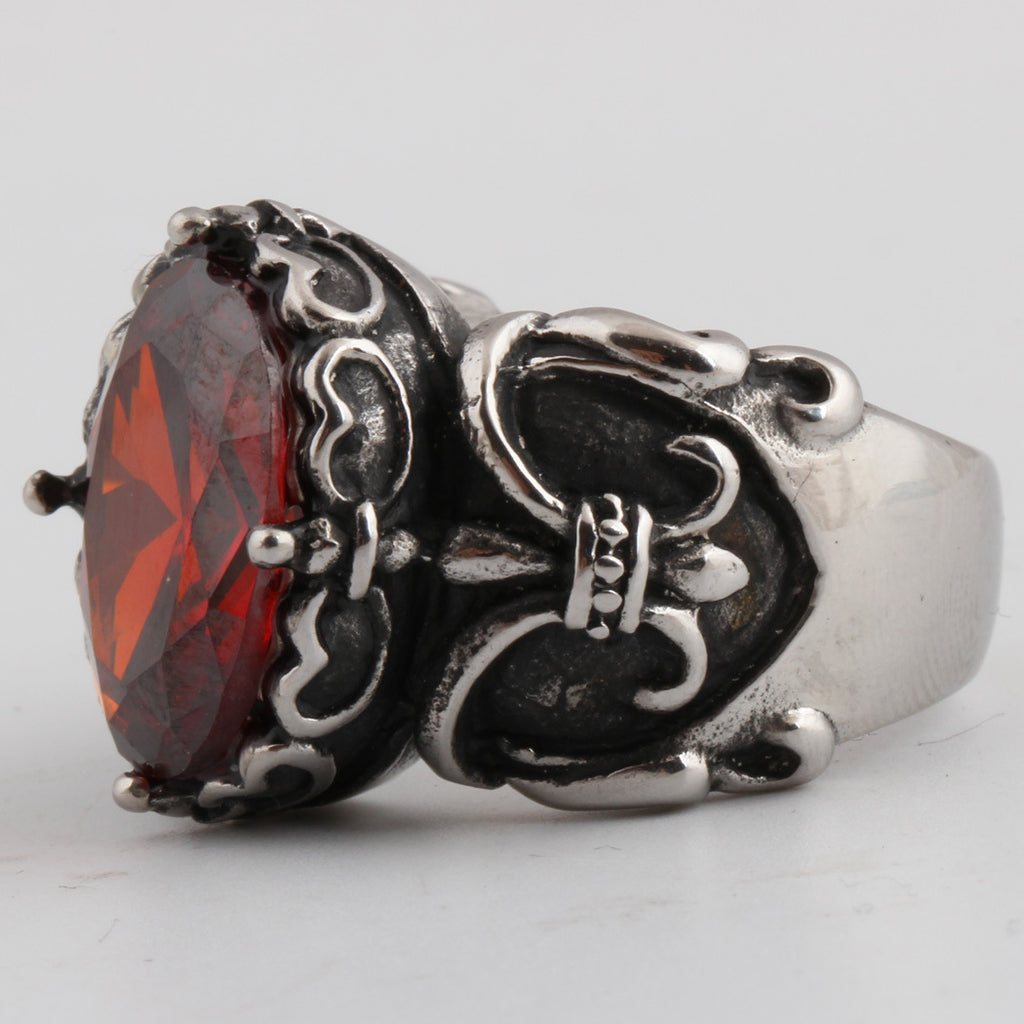 Damen Ring mit kunstvollen Fleur-de-Lis-Motiven und funkelndem Kristall Shop Nory