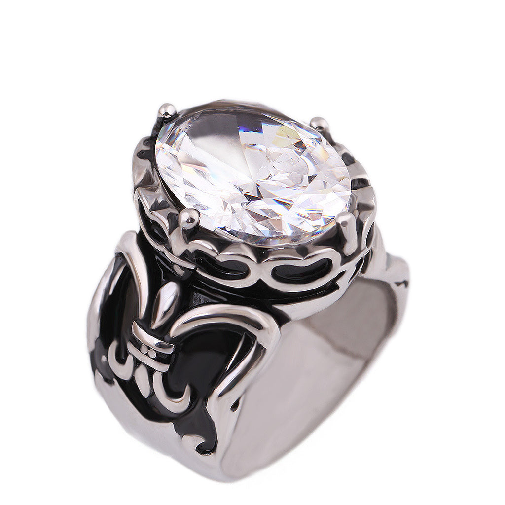 Damen Ring mit kunstvollen Fleur-de-Lis-Motiven und funkelndem Kristall Shop Nory