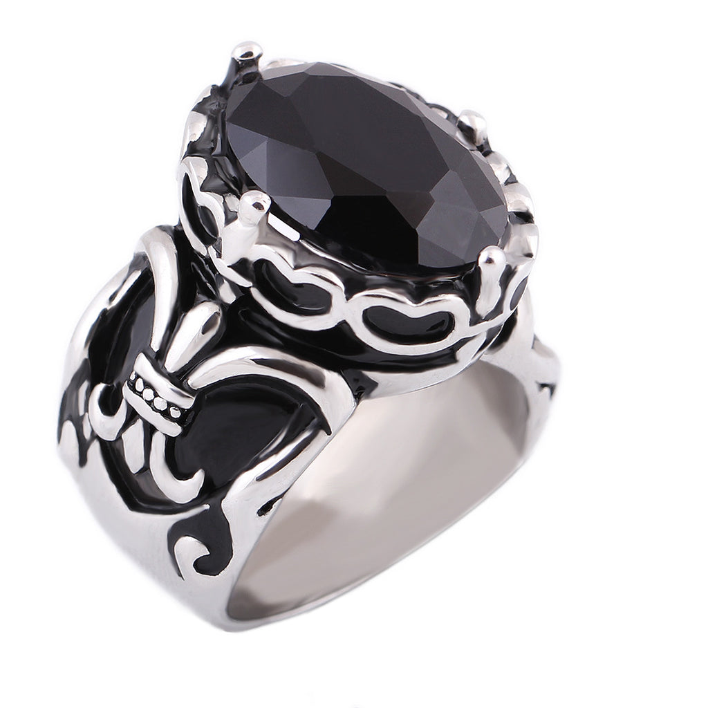 Damen Ring mit kunstvollen Fleur-de-Lis-Motiven und funkelndem Kristall Shop Nory