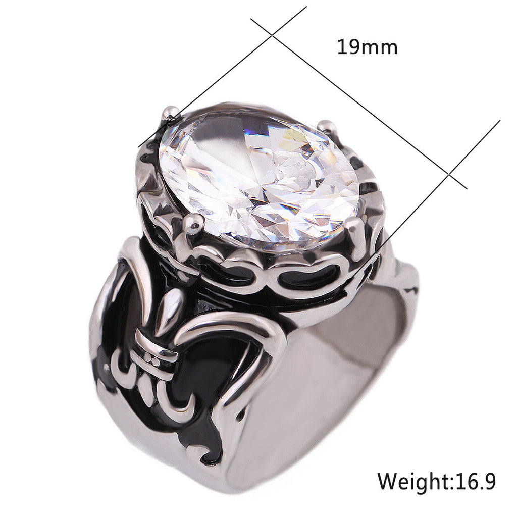 Damen Ring mit kunstvollen Fleur-de-Lis-Motiven und funkelndem Kristall Shop Nory