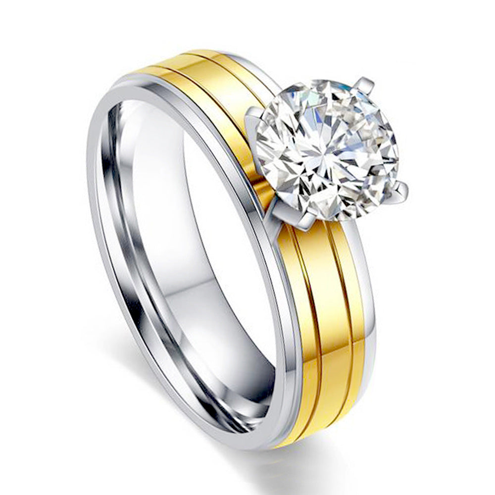 Damen Ring aus hochwertigem Edelstahl mit großem Zirkonia-Shop Nory