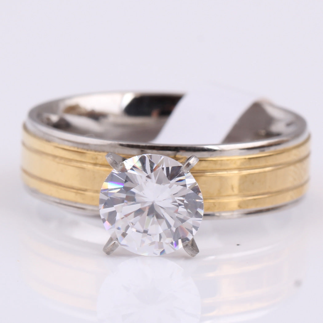 Damen Ring aus hochwertigem Edelstahl mit großem Zirkonia-Shop Nory