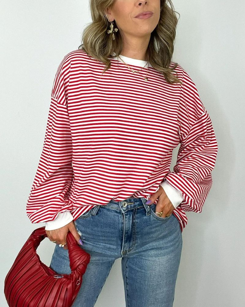 Gestreifter Übergroßer Pullover