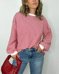 Gestreifter Übergroßer Pullover