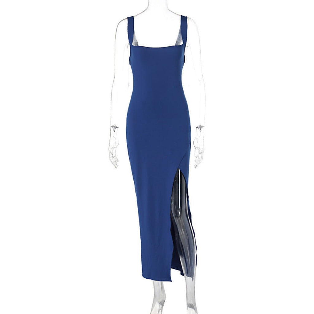 Kleid mit geteilten Neckholder-Hosenträgern