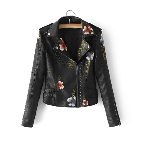 Lederjacke mit Stickerei