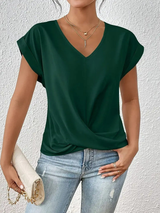 Einfarbiges T-Shirt mit V-Ausschnitt