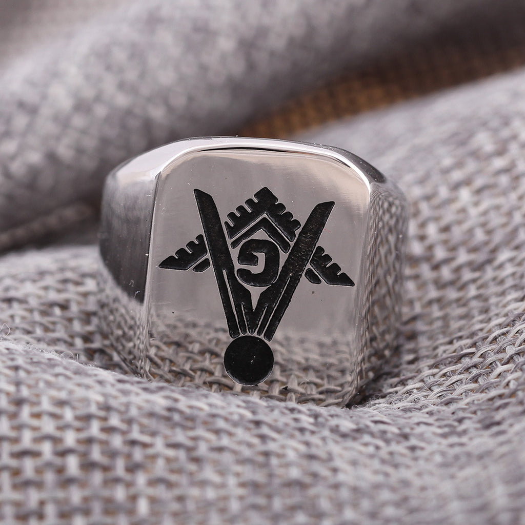 Herren Siegelring mit freimaurerischem Design Shop Nory