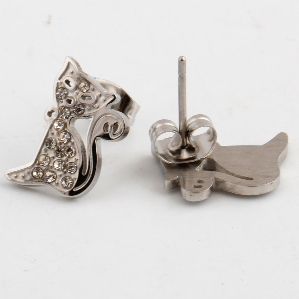Damen Ohrstecker im verspielten Katzenmotiv mit funkelnden Zirkonia Shop Nory