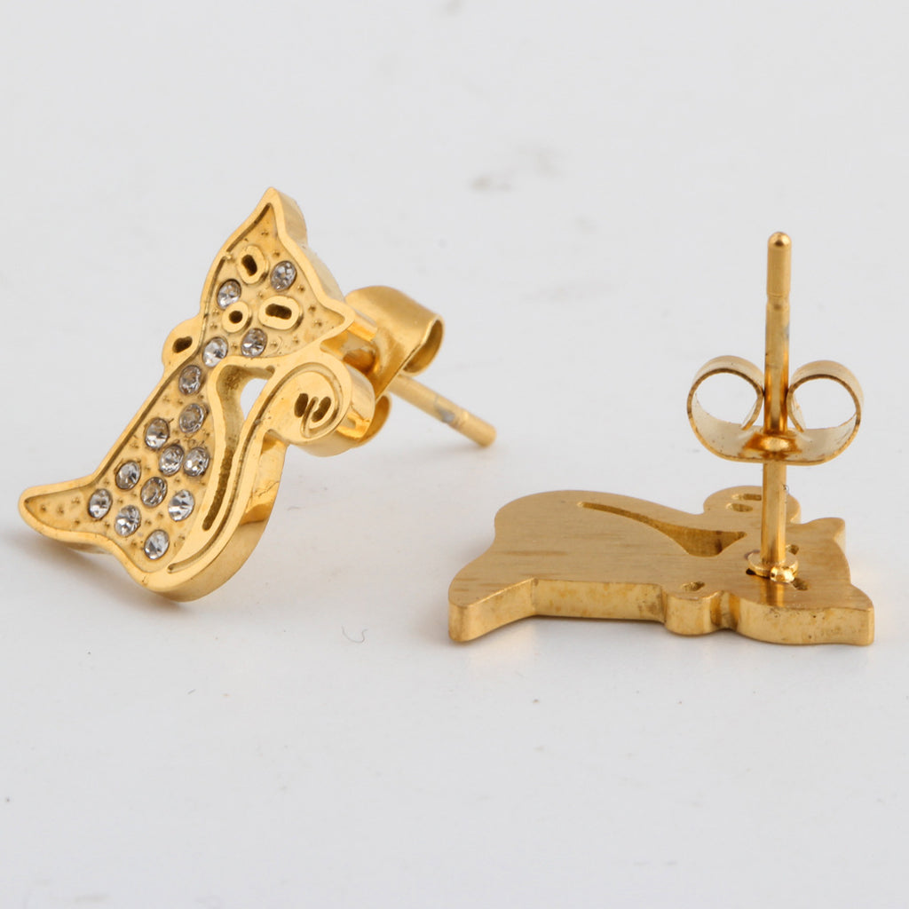 Damen Ohrstecker im verspielten Katzenmotiv mit funkelnden Zirkonia Shop Nory