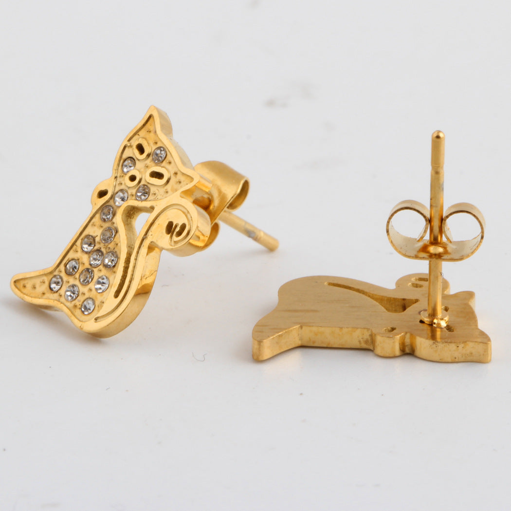 Damen Ohrstecker im verspielten Katzenmotiv mit funkelnden Zirkonia Shop Nory