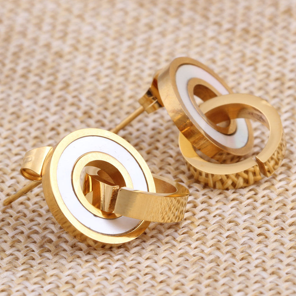 Damen Ohrhänger mit modernem, geometrischem Design und elegantem Perlmuttbesatz Shop Nory