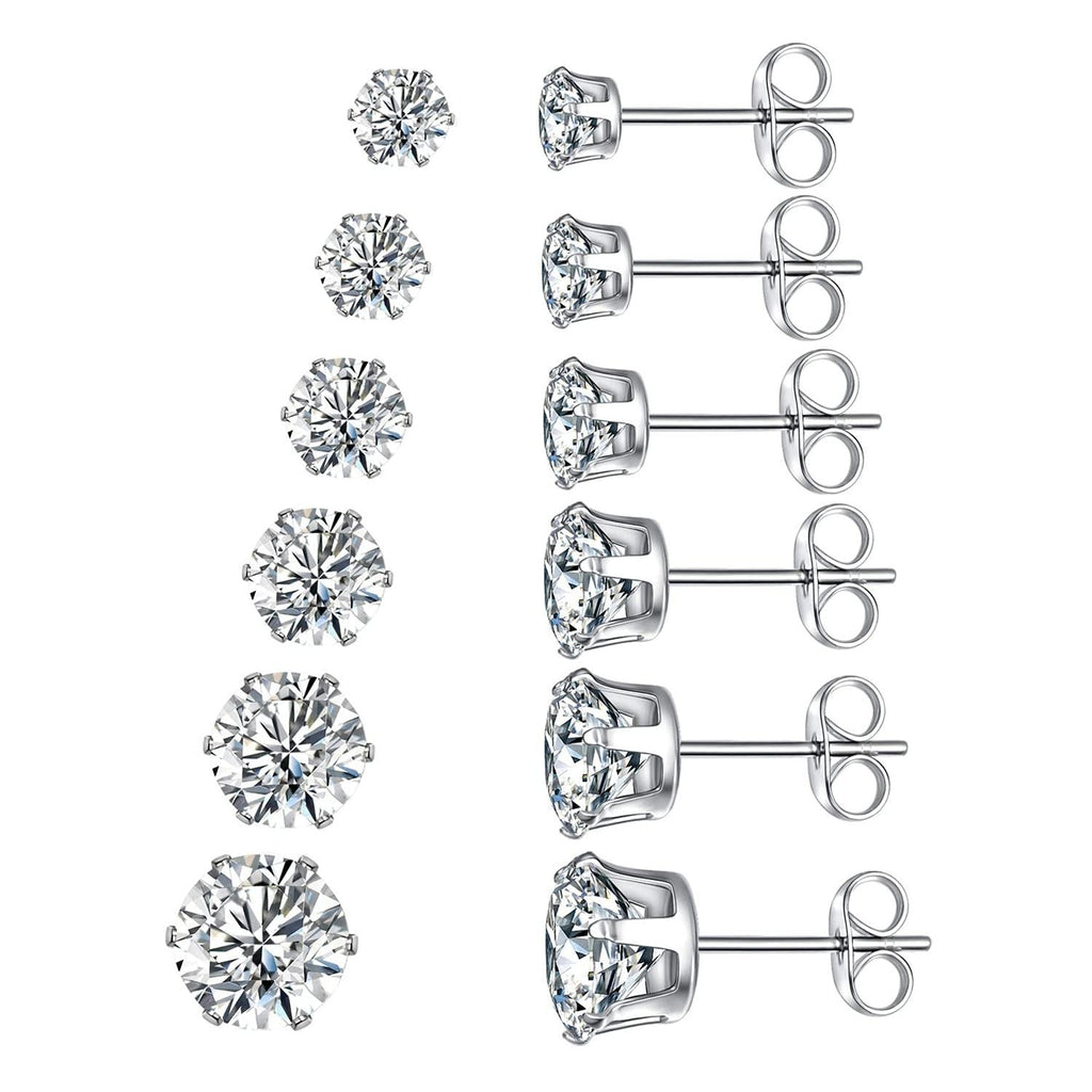 Ohrringe mit Zirkonia Steinen im 6-er Set in Edelstahl - 18k vergoldet | Shop Nory