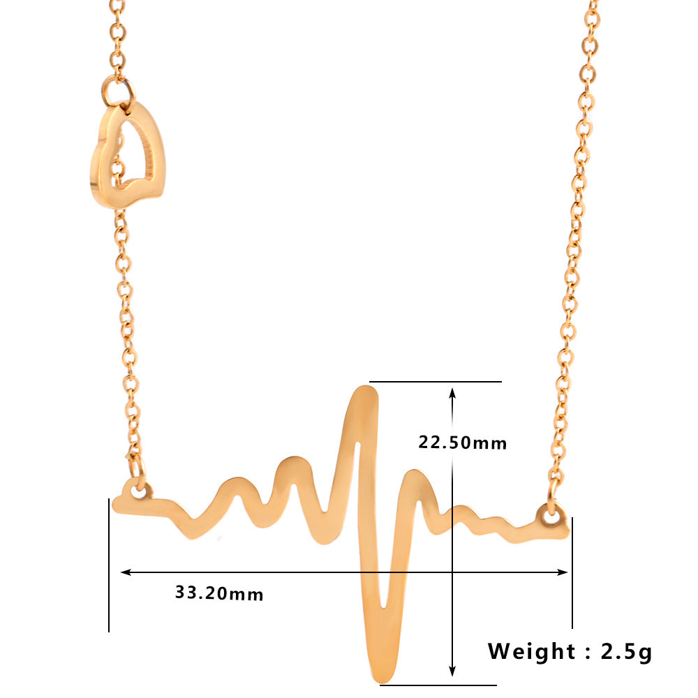 Damen Halskette mit EKG-Motiv aus edlem Metall Shop Nory