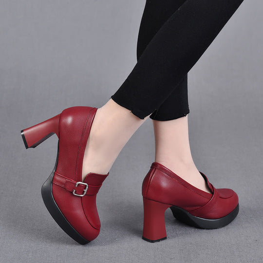 Vielseitige Stiefel mit Absatz aus Leder Shopnory