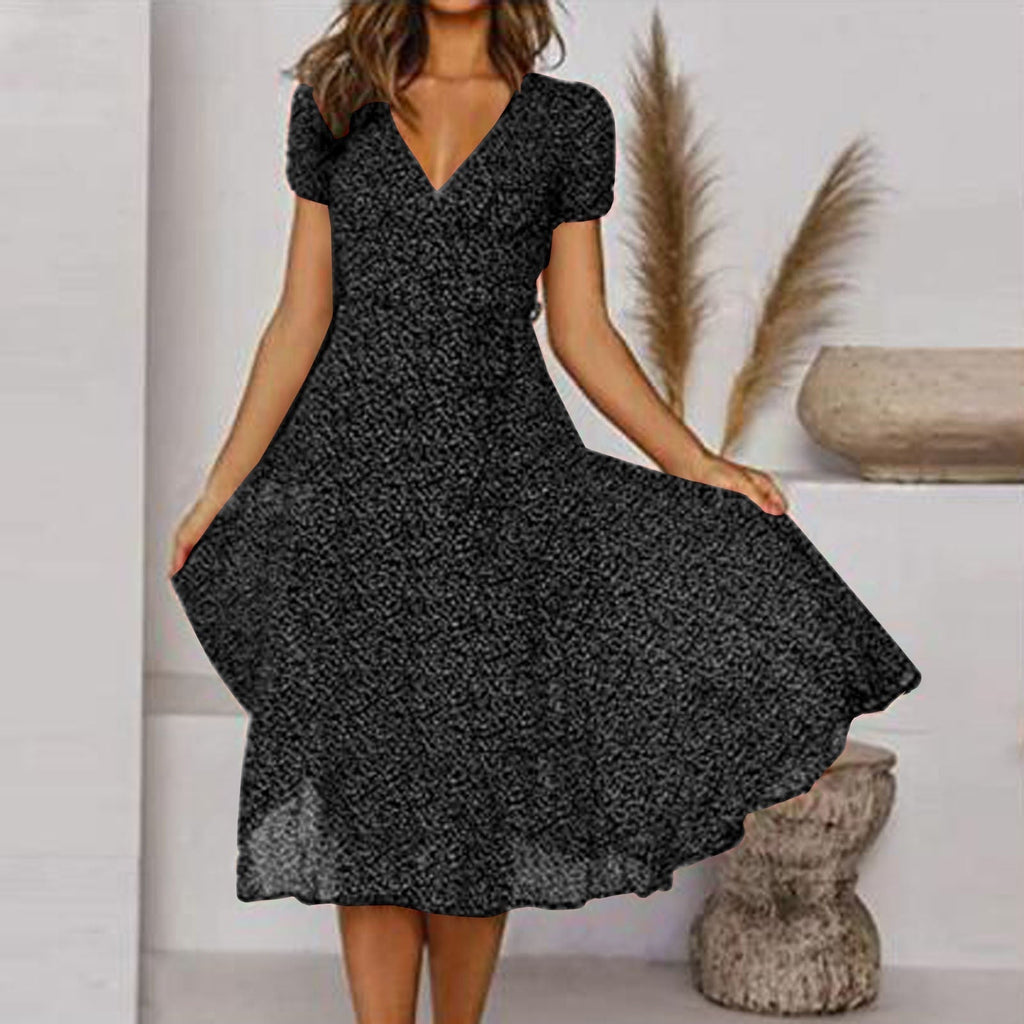 A-Linienkleid mit V-Ausschnitt und schwingendem Saum