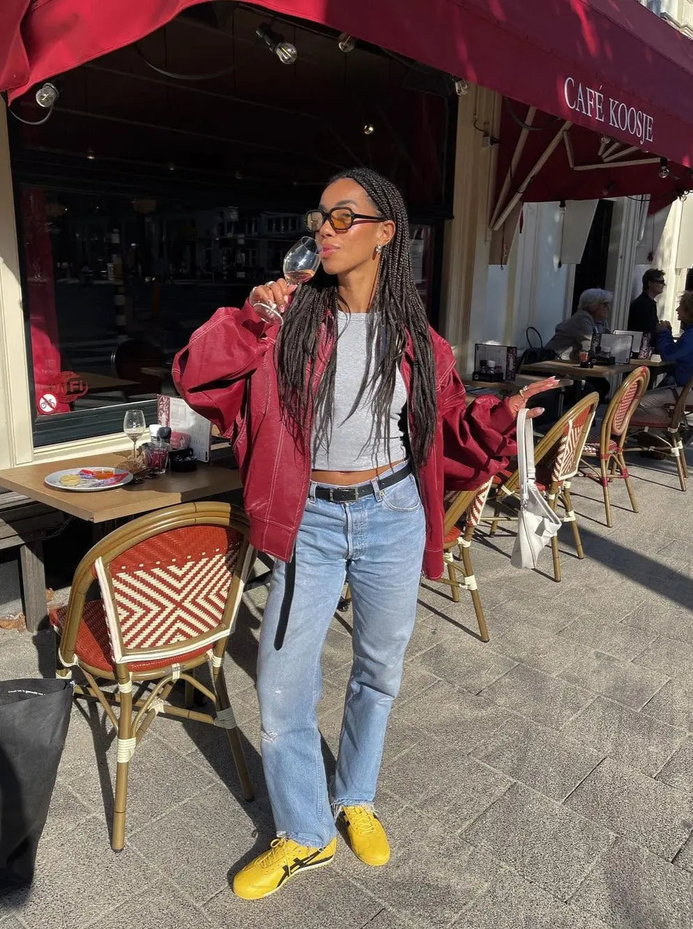 Burgundisch Zip up Jacke in Übergröße mit Kontrastnähten