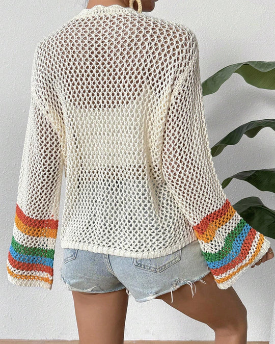 Shopnory | Bunter Cardigan mit Hohlen Ärmeln