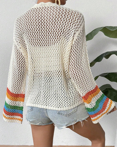 Shopnory | Bunter Cardigan mit Hohlen Ärmeln