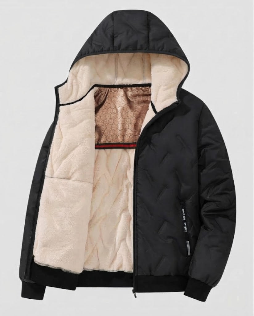 Herren Kapuzen‑Wattierte Thermo‑Bomberjacke mit Teddyfutter und winddichter Außenlage Shop Nory