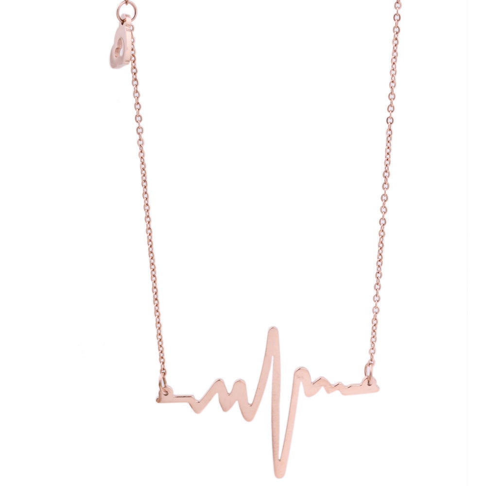 Damen Halskette mit EKG-Motiv aus edlem Metall Shop Nory